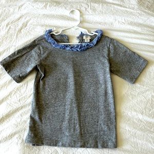 Darling Crewcuts short sleeve shirt with blue and white striped collar.